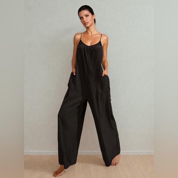 Pants - Pocket Side Tied Backless Wide Leg Cami Jumpsuit 40% OFF